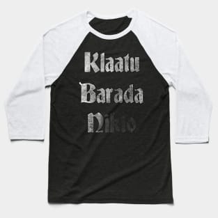 Klaatu Barada Necktie (white) Baseball T-Shirt